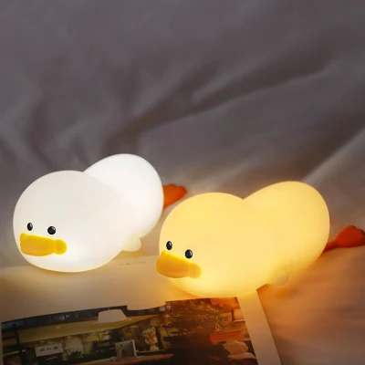 Lampe de nuit en Silicone souple de qualité alimentaire, canard Gg, capteur tactile, lumière colorée